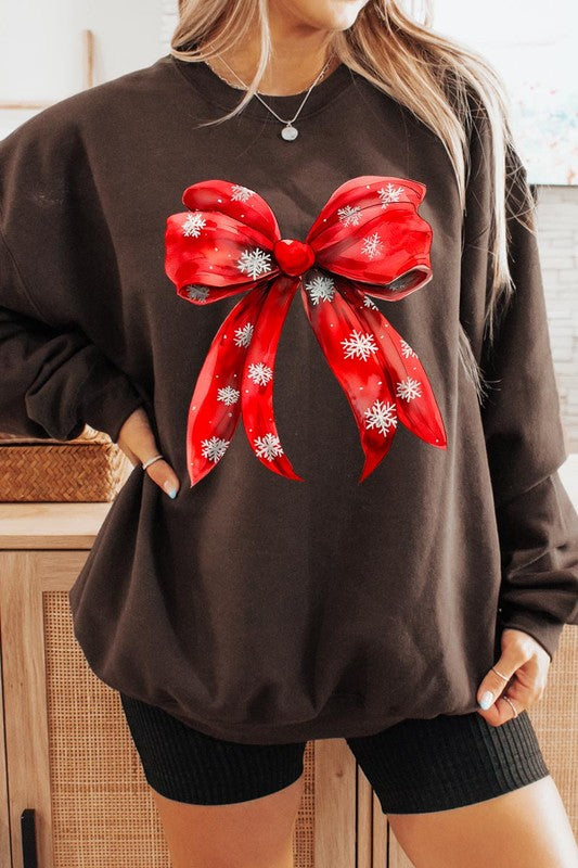 Christmas Snowflakes Bow Graphic Sweatshirts