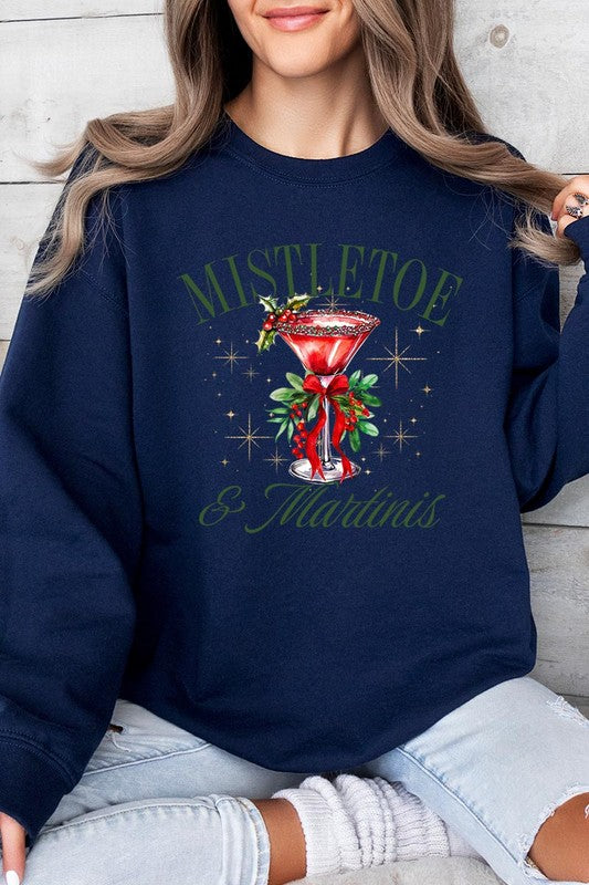 Mistletoe &amp; Martinis Graphic Fleece Sweatshirts