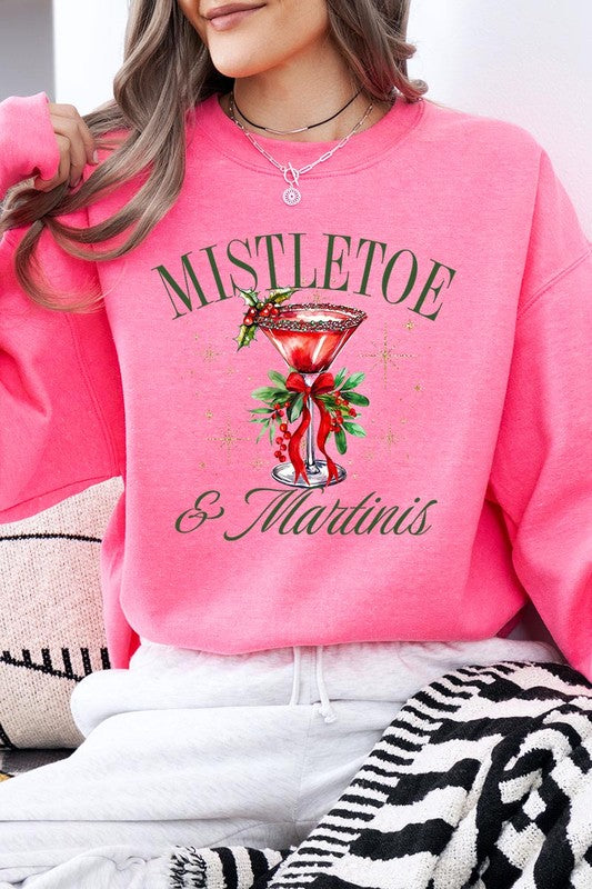 Mistletoe &amp; Martinis Graphic Fleece Sweatshirts