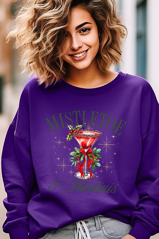 Mistletoe &amp; Martinis Graphic Fleece Sweatshirts