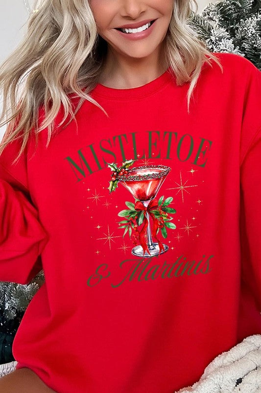 Mistletoe &amp; Martinis Graphic Fleece Sweatshirts