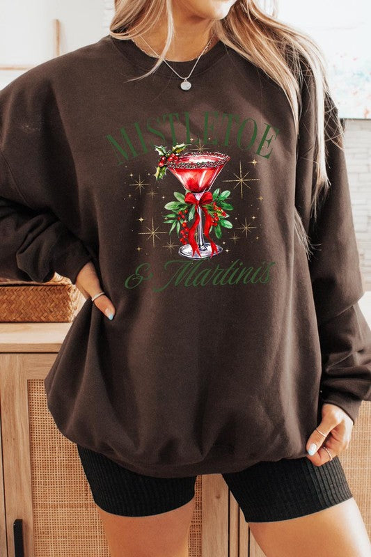 Mistletoe &amp; Martinis Graphic Fleece Sweatshirts