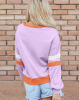 Women Knit Drop Shoulder V Neck Sweatshirt