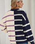 Striped Colorblock Drop Shoulder Sweater