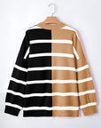 Striped Colorblock Drop Shoulder Sweater