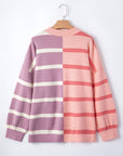 Striped Colorblock Drop Shoulder Sweater