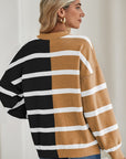 Striped Colorblock Drop Shoulder Sweater