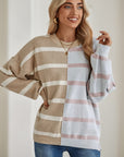 Striped Colorblock Drop Shoulder Sweater