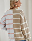 Striped Colorblock Drop Shoulder Sweater