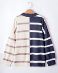 Striped Colorblock Drop Shoulder Sweater