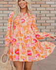 Women Smocked Lantern Sleeve Ruffle Mini Dress