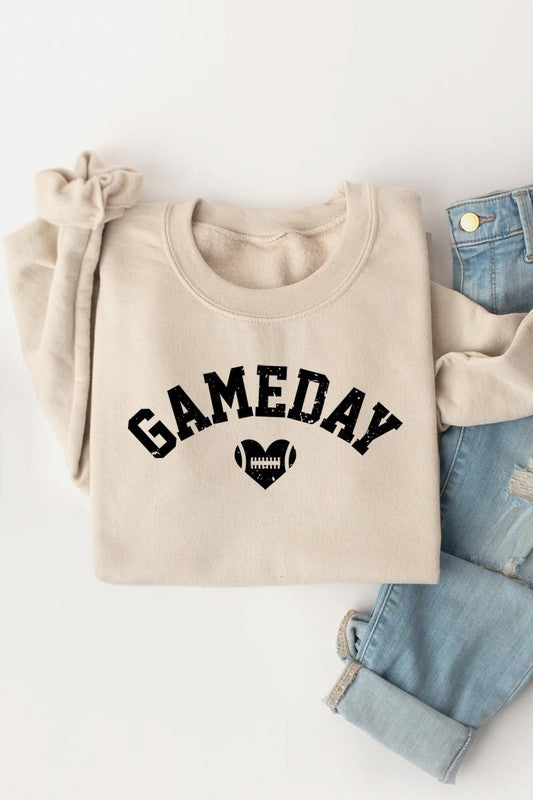 Game Day Football Heart Graphic Sweatshirts