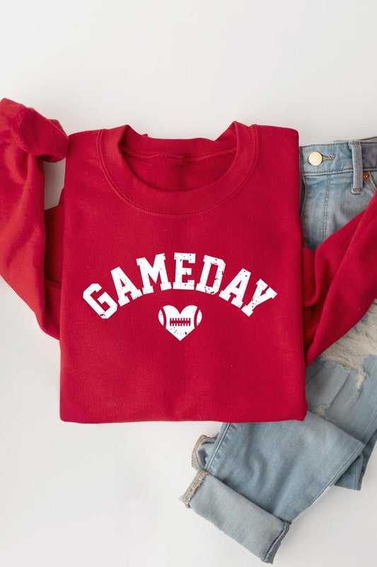 Game Day Football Heart Graphic Sweatshirts