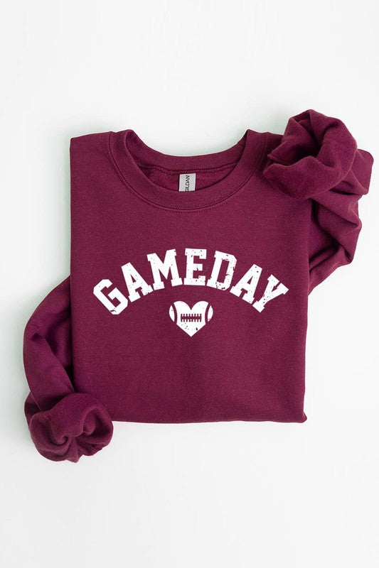 Game Day Football Heart Graphic Sweatshirts