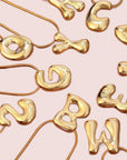 Dani & Em Bubbly Gold Letter Initial Alphabet Necklace