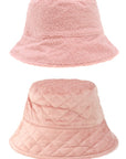 Quilted Velvet and Fur Reversible Bucket Hat