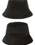 Quilted Velvet and Fur Reversible Bucket Hat