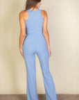 Ribbed Cropped Top and Bootcut Pants Sets