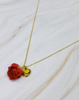 Rose Bud Love Heart Necklace