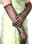 Above Elbow Polkadot Lace Gloves