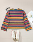 Multicolor Jacquard Geo Long Sleeve T Shirt