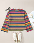 Multicolor Jacquard Geo Long Sleeve T Shirt