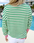 Women  Striped Contrast Edge Long Sleeve Top