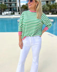 Women  Striped Contrast Edge Long Sleeve Top