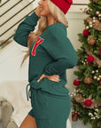 Corded MERRY Long Sleeve Top and Shorts Pajama Set