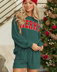 Corded MERRY Long Sleeve Top and Shorts Pajama Set