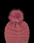 Halo Ripped Beanie with Super Faux Fur Pom