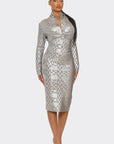 Metallic Zigzag Holiday Bandage dress