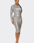 Metallic Zigzag Holiday Bandage dress