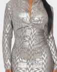 Metallic Zigzag Holiday Bandage dress