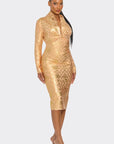 Metallic Zigzag Holiday Bandage dress