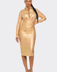 Metallic Zigzag Holiday Bandage dress