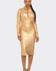 Metallic Zigzag Holiday Bandage dress