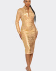 Metallic Zigzag Holiday Bandage dress