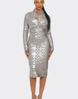 Metallic Zigzag Holiday Bandage dress