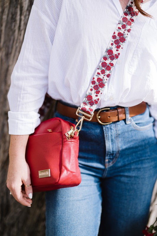 Cozy Rosy Bundle Crossbody Bag in Red with 2 Straps