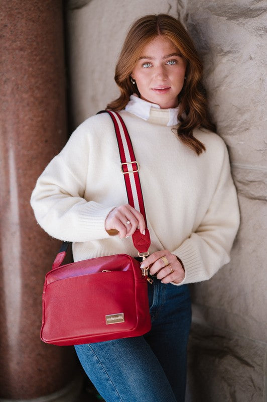 Cozy Rosy Bundle Crossbody Bag in Red with 2 Straps