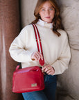 Cozy Rosy Bundle Crossbody Bag in Red with 2 Straps