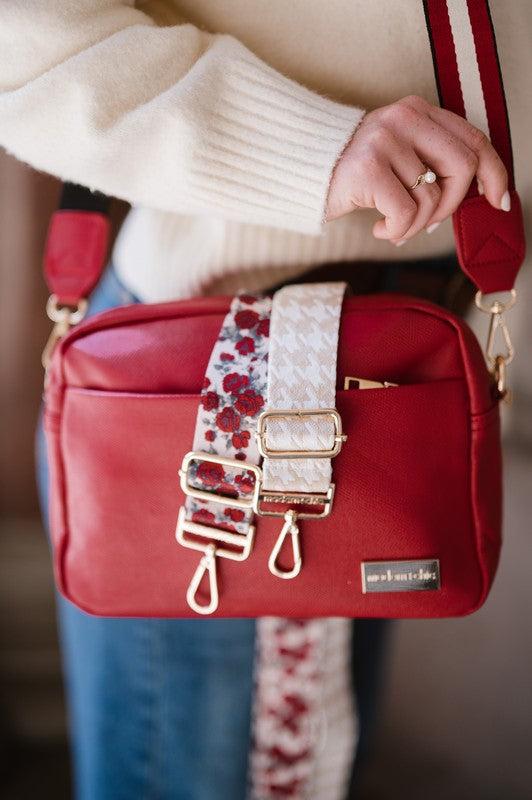 Cozy Rosy Bundle Crossbody Bag in Red with 2 Straps