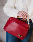 Cozy Rosy Bundle Crossbody Bag in Red with 2 Straps