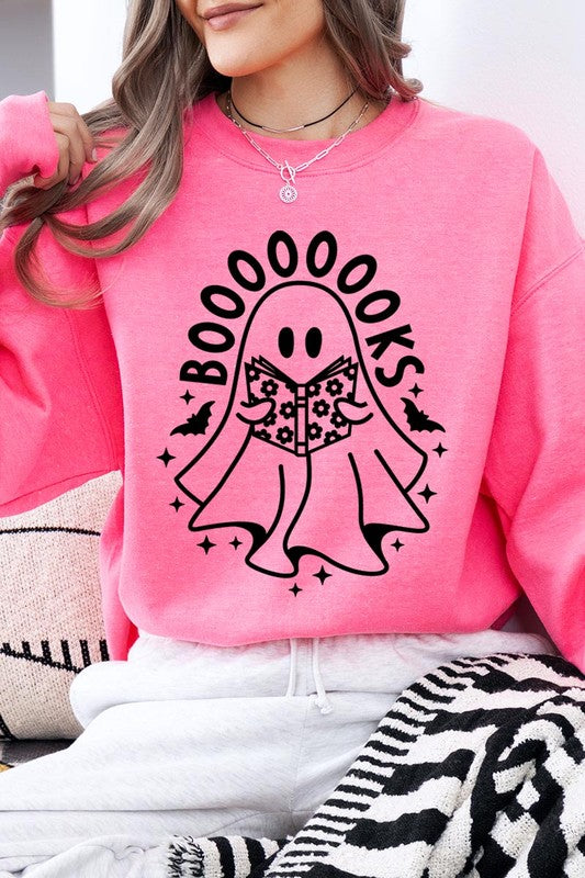 Cute Ghost Book Lover Graphic Fleece Sweatshirts