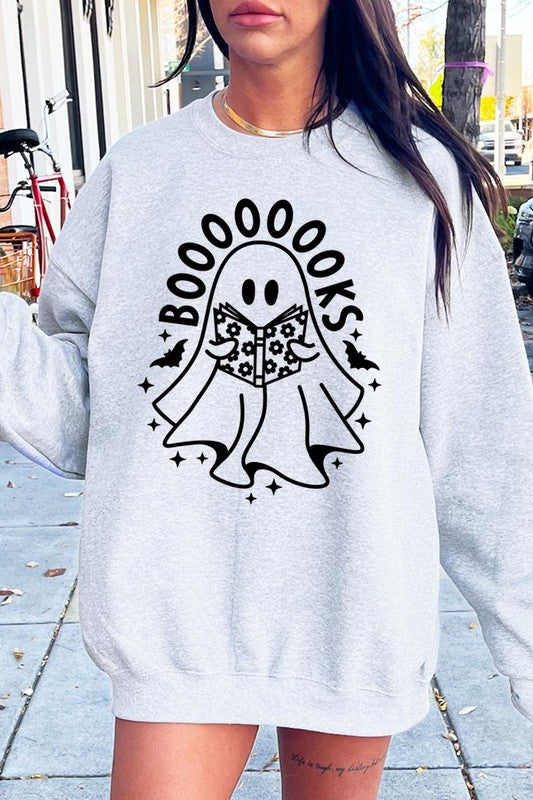 Cute Ghost Book Lover Graphic Fleece Sweatshirts