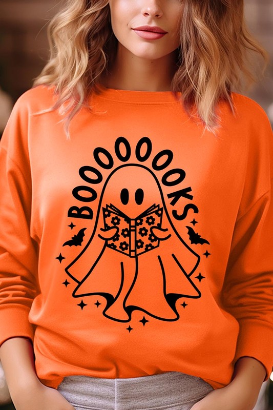 Cute Ghost Book Lover Graphic Fleece Sweatshirts