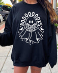 Cute Ghost Book Lover Graphic Fleece Sweatshirts