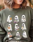 Funny Ghost Book Nerd Graphic Fleece Sweatshirts