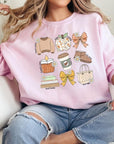 Fall Girly Doodle Graphic Fleece Sweatshirts